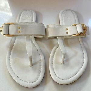 Tory Burch leather sandals in white and gold woman’s since 6.5